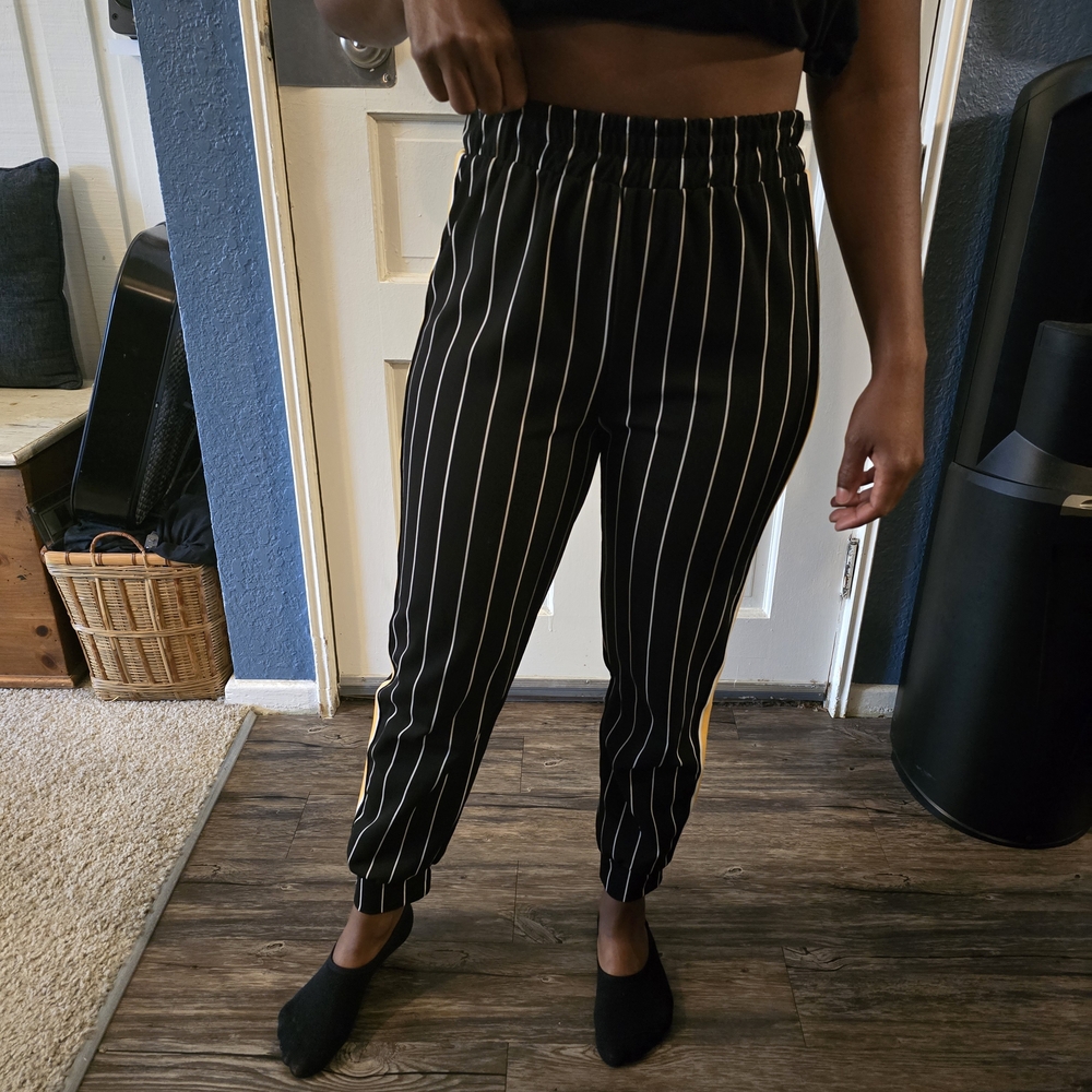 Forever 21 Black and White Striped Joggers